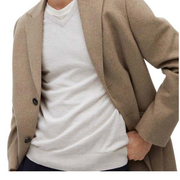 NEW Mango Cotton-Cashmere V-Nick Sweater, White - Picture 5 of 6